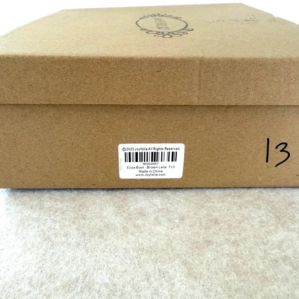 Joyfolie Eliza Boot Brown Girls Size 13 Lace Textured Ankle Boots NEW